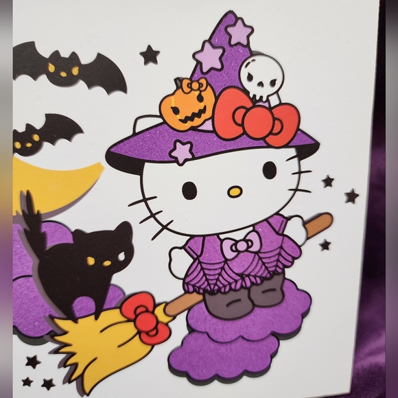 Hello Kitty Witch Noodle Bowl & Block Sign Wall Art Picture Halloween Decor - Picture 9 of 14